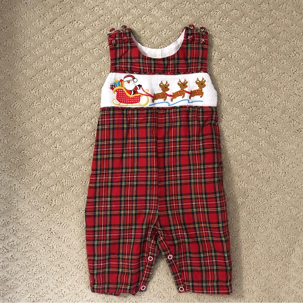 Lil Cactus boy’s plaid Christmas romper - size 3-6m
